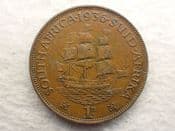 South Africa, One Penny 1936, F, CS12766