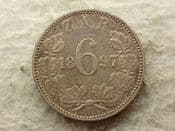 South Africa, Silver (.925), Sixpence 1897 (Low Mintage), GF, CS14129