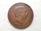 Spain, 5 Centimos 1879 OM, GF, CS10548