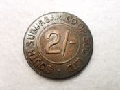 Surrey, South Suburban Co-Op, Two Shilling Token, VF, CS4609
