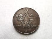Sweden, Two Ore 1950, F, CS7293