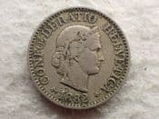 Switzerland, 10 Rappen 1882 B, Dirty F, CS13088