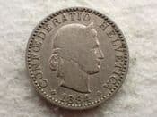 Switzerland, 20 Rappen 1884 B, Fair, CS13117