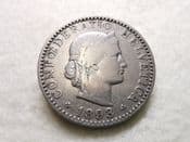 Switzerland, 20 Rappen 1893 B, F, CS9521