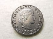 Switzerland, 20 Rappen 1906 B, VF, CS9101