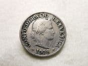 Switzerland, 5 Rappen 1908 B, F, CS9203