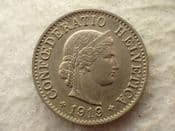Switzerland, 5 Rappen 1919 B, GVF, CS14263