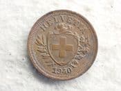 Switzerland, One Rappen 1940 B, AVF, CS13438