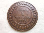 Tunisia, 5 Centimes 1904 A, AF, CS10699