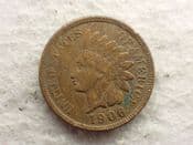 USA, Indian Head One Cent 1906, Dirty AVF, CS13183