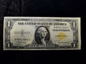 USA, One Dollar Silver Certificate 1935 A (North Africa Yellow Seal), VG, BKN1608