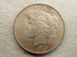 USA, Silver (.900), Peace Dollar 1922 (Normal Relief), AEF, CS13827