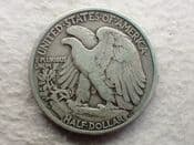 USA, Silver (.900), Walking Liberty 1/2 Dollar 1944 D, Fair, CS13881