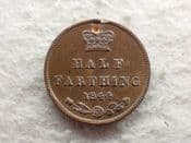 Victoria, Half-Farthing 1844, AVF Drilled, CS13333