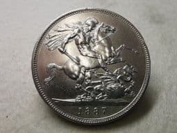 Victoria, Silver (.925), Crown 1887, Cleaned EF, CS8811