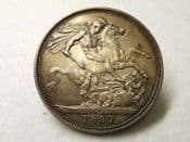 Victoria, Silver (.925), Crown 1887, EF Hairline Scratches, CS6901