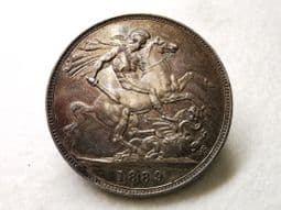 Victoria, Silver (.925), Crown 1889, Toned AEF, CS7989