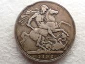 Victoria, Silver (.925), Crown 1892, Fair, CS13276