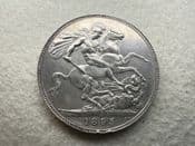 Victoria, Silver (.925), Crown 1895 LVIII, Cleaned VF Edge Knocks, CS11394