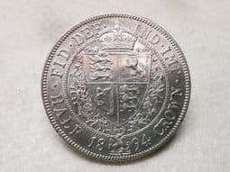 Victoria, Silver (.925), Halfcrown 1894, Cleaned EF, CS10251