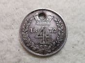 Victoria, Silver (.925), Maundy Fourpence 1872, F Holed, CS10884