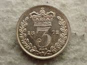 Victoria, Silver (.925), Maundy Threepence 1872, AUNC, CS13135