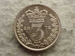 Victoria, Silver (.925), Maundy Threepence 1872, AUNC, CS13135