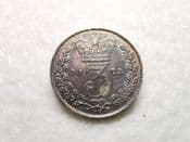 Victoria, Silver (.925), Threepence 1873, GVF Die Cracks, CS8385