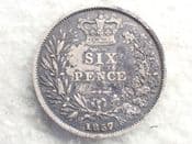 William IV, Silver (.925), Sixpence 1837, Patchy AVF, CS13412