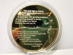 Wisdom & Wit of Churchill, We Shall Fight, 2010 Gold Plated Medal, OS076