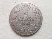 Yugoslavia, Two Dinara 1925, GF, CS10411