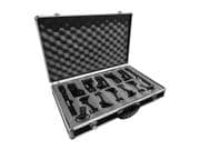Kit de micrófonos de percusión MARK MK 7000. 1 mic para bombo, 4 mic tom/caja y 2 mic de condensador