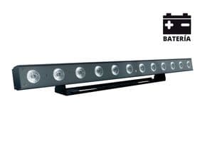 MARK MBAR BAT WI 144 12x LEDs RGBWA + UV (6 en 1) 12W c.u. DMX (6/10 canales). DMX inalámbrico