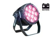 MARK SUPERLED BAT 144 IP WI 12x12W LEDs RGBWA+UV. DMX /Audio/Auto/Manual/Master-Slave. IP65. Batería