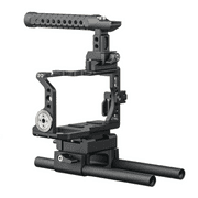 STRATUS COMPLETE CAGE FOR SONY A6500 A6400 CAMERA BODY INCLUDES TOP HANDLE, RODS, BASE, FRAME, AND C