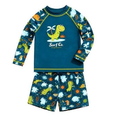 Baby Dino Rash Vest & Shorts Swimwear Set