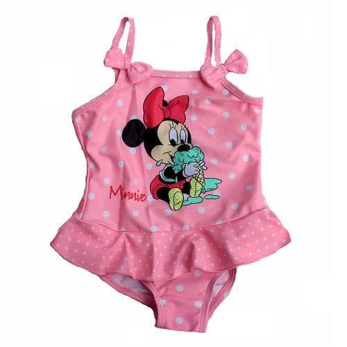 Disney Baby Minnie Mouse Swimming Costume Light Pink | Toddler Girls Swimwear 23 M | Official L