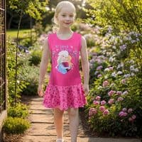 Disney Frozen My Sister My Hero Girls Cotton Summer Dress 3-8 Years