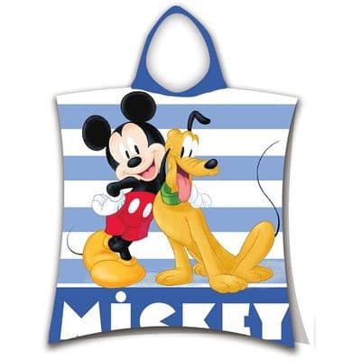Disney Mickey Mouse & Pluto Official Kids Hooded Beach Poncho Towel  Cotton 2-6 yrs