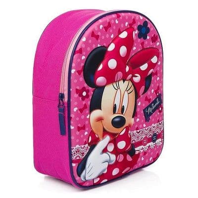 Disney Minnie Mouse 3D Pink Kids Backpack  Girls Toddler Nursery Bag