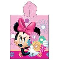 Disney Minnie Mouse Flower Official Kids Hooded Beach  Poncho Towel Cotton 2-6 yrs