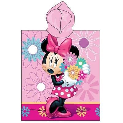 Disney Minnie Mouse Flower Official Kids Hooded Beach  Poncho Towel Cotton 2-6 yrs