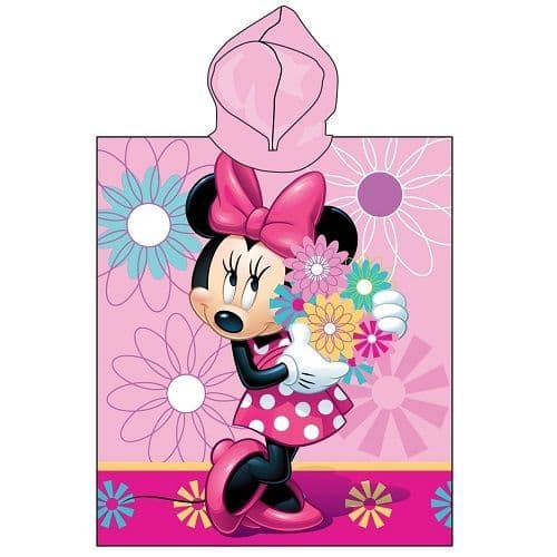 Disney Minnie Mouse Flower Official Kids Hooded Beach  Poncho Towel Cotton 2-6 yrs