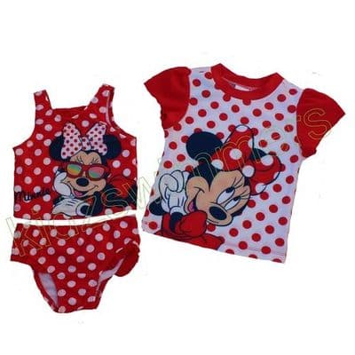 Disney Minnie Mouse  Girls Bikini  Rash Vest Swimwear 4 years