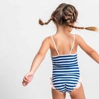 Disney Minnie Mouse One-Piece Blue Stripe Swimming Costume | Girls Swimwear 2-7 Years