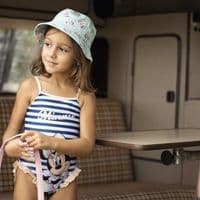 Disney Minnie Mouse One-Piece Blue Stripe Swimming Costume | Girls Swimwear 2-7 Years