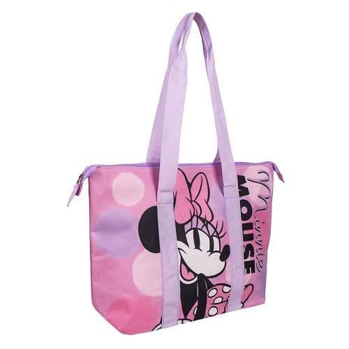 Disney Minnie Mouse Pink Beach Tote Bag with Zipped Main Compartment | Kids Bag 47 x 33 cm