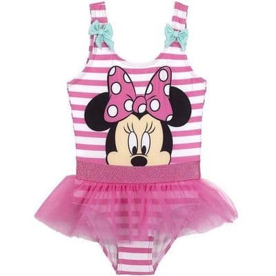 Disney Minnie Mouse Pink Stripe One-Piece Girls Swimsuit | 1–6 yrs
