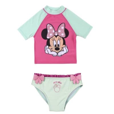 Disney Minnie Mouse Two-Piece Girls Pink Swimsuit 18m to 4 yrs Toddler Swimwear