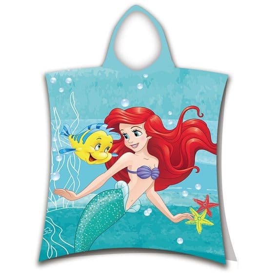 Disney Princess Ariel Kids Hooded Beach Poncho Towel  Cotton 2-6 yrs
